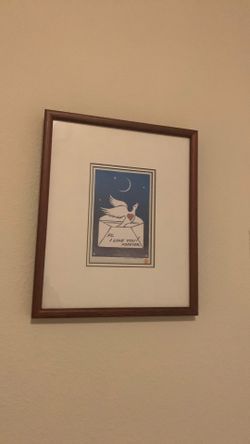 Picture print with wood frame