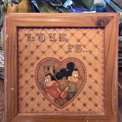 Vintage Mickey & Minnie Mouse Leather Art Piece