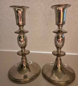 VINTAGE EMPIRE SILVER PEWTER 834 CANDLESTICKS  PAIR