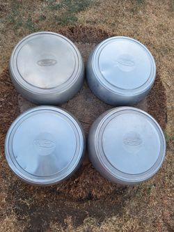 4 FORD HUB CAPS 8 LUG DOG DISH STYLE
