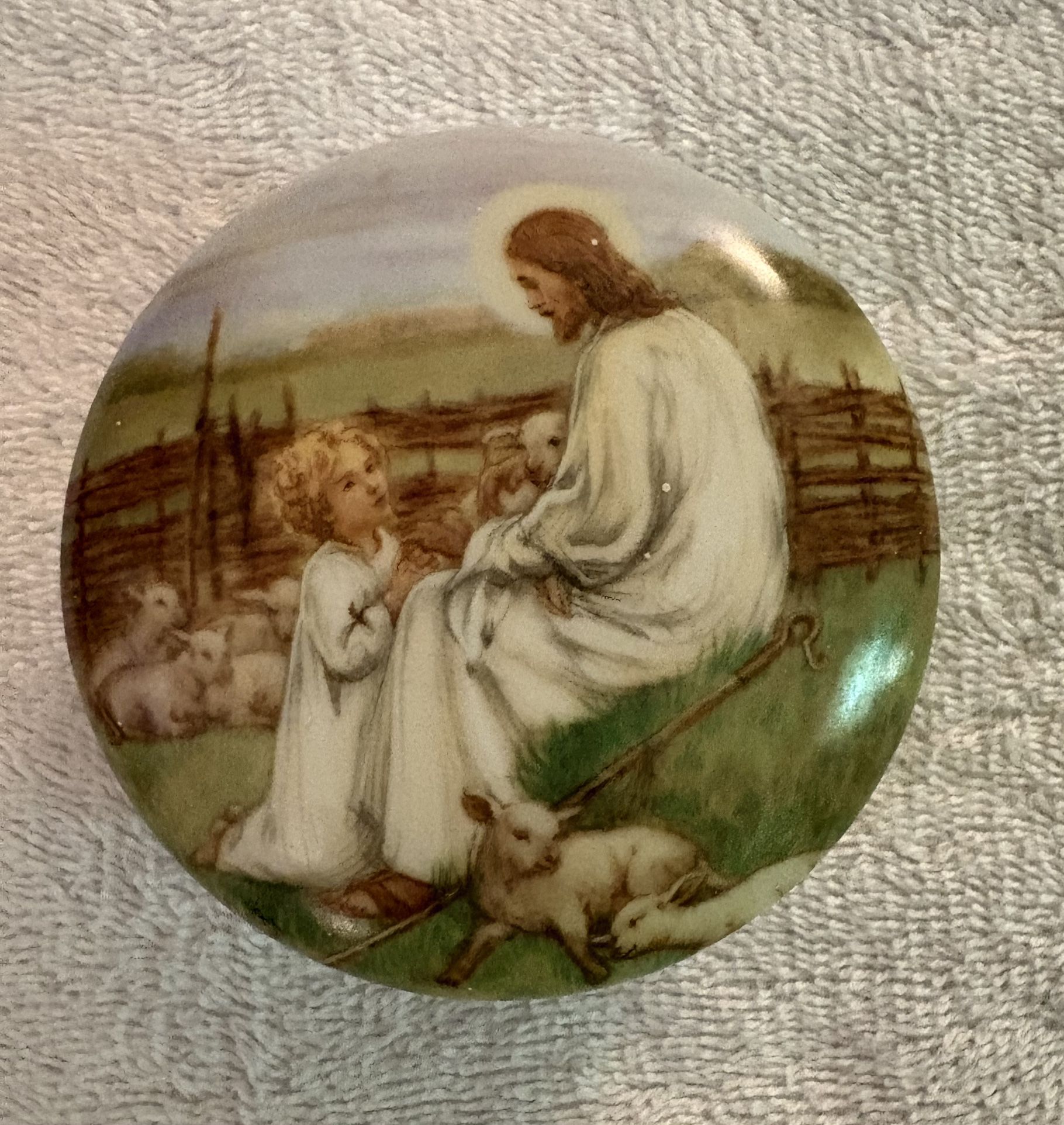 WS GEORGE "The Lord Is My Shepherd" PORCELAIN MUSIC/TRINKET BOX -1991