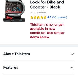 New Bell - Catalyst 350 Double Shackle U Lock for Bike and Scooter 