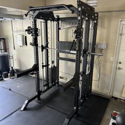 PRO SERIES Ultimate 3-1 Half Rack Functional Trainer w/Smith Machine Bar | 400lb Stack | Gym Equipment | Fitness | Commercial | Squat Rack 