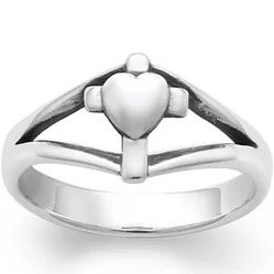James Avery sterling silver retired cross with heart ring size 8