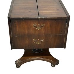 Antique Open Top Storage Mahogany Wood Coffee Table