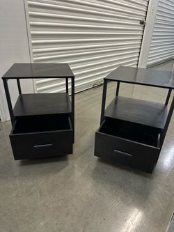 Pair black nightstand with drawer