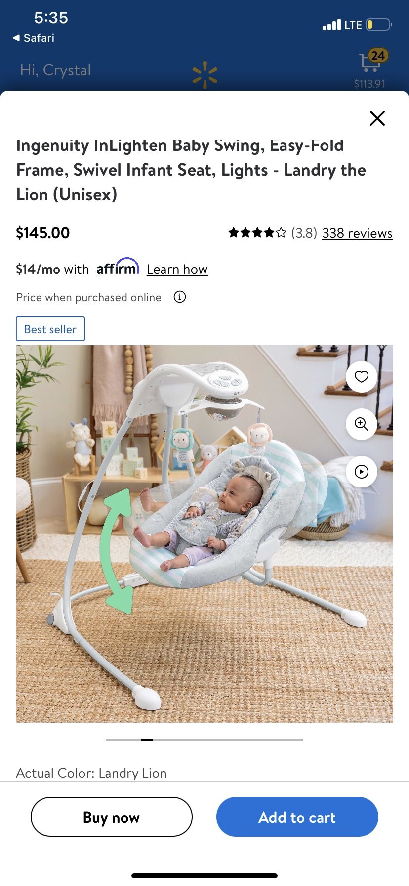 Baby Ingenuity Swing 