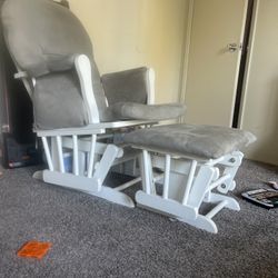 Baby Rocker Glider Nursery Rocking Chair and Nursing Ottoman Stool 