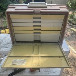 PLANO 777 Tackle Box 6 Tray Hobby Case Vintage Brown Tan 