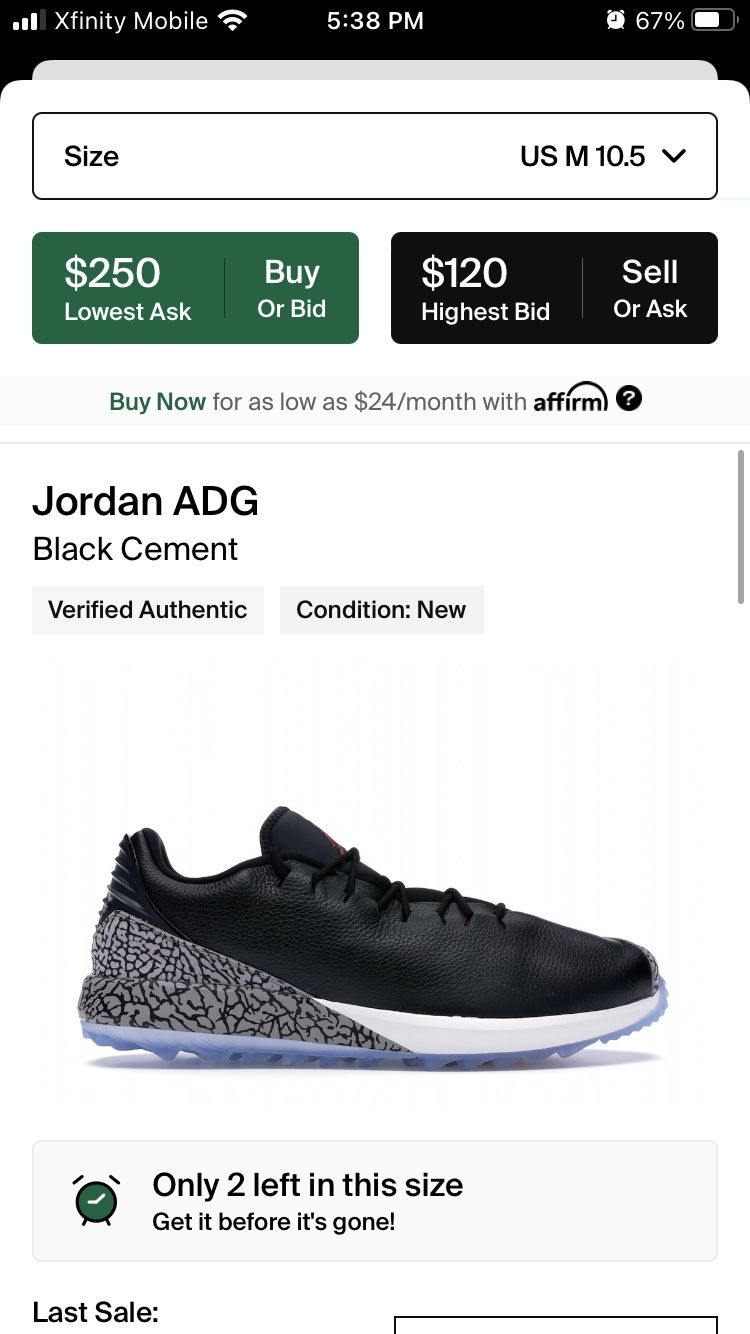 Jordan ADG Golf Black Cement