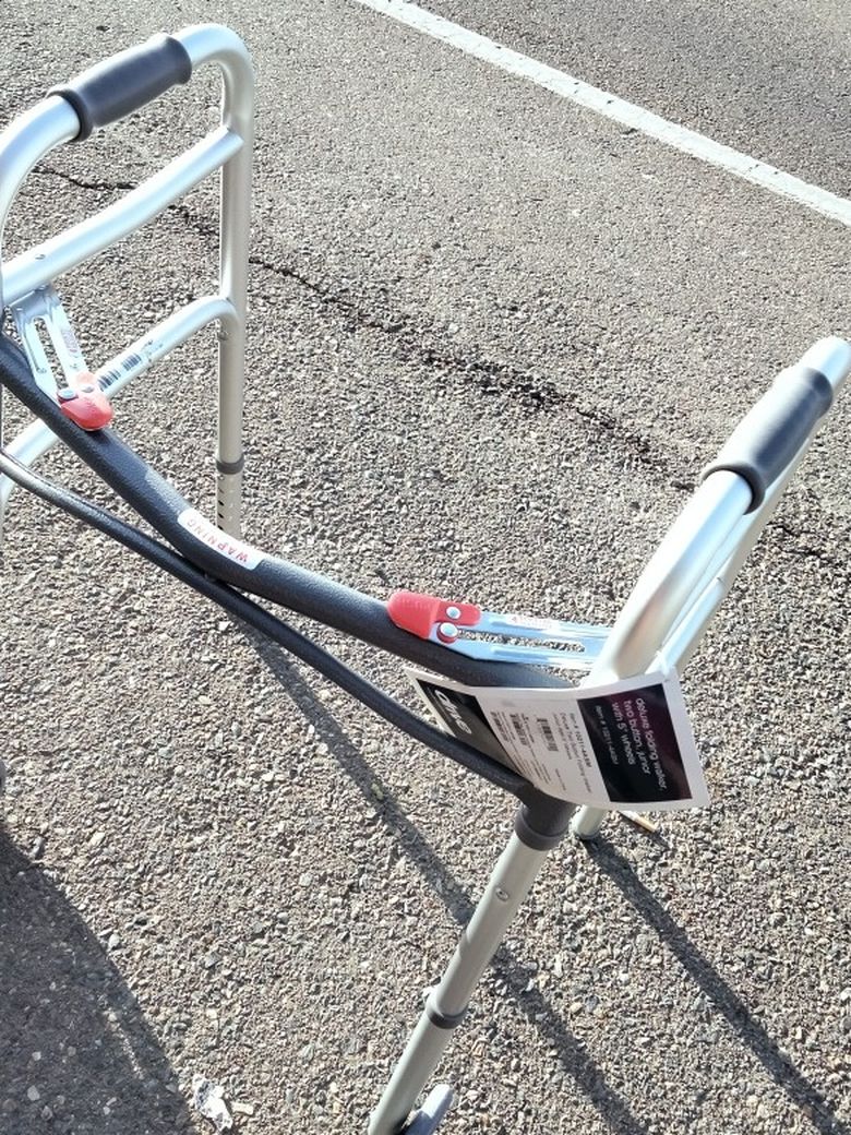 Brand New "Drive" Foldable Delux Two Button Walker W/ 5" Wheels