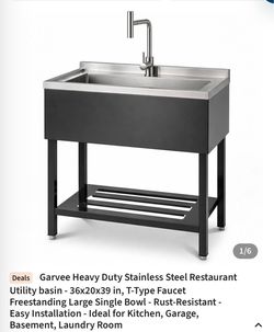 Garvee Stainless Steel Freestanding Utility Sink with Faucet