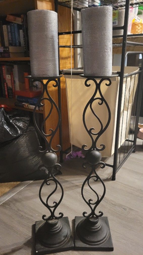 2 Iron Candlestick Holdersl