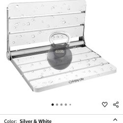 18" Teak Folding Shower Seat Wall Mounted,Fold Down Shower Bench for Small Shower Space, Home Care Teak Wood Stool for Inside Shower,Pregnants-Maximum