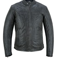 Grey Leather Jacket Men