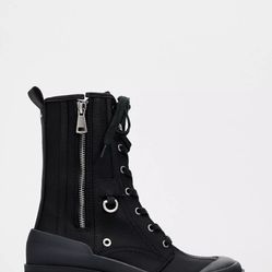 Zara Zippered Fabric Ankle Boots Size 38