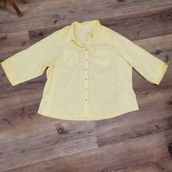Coral bay Button down shirt yellow sz 2X