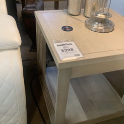 Cream End Table With Charger 