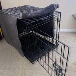 EveryYay dog crate with Grey Blackout Dog Crate Cover