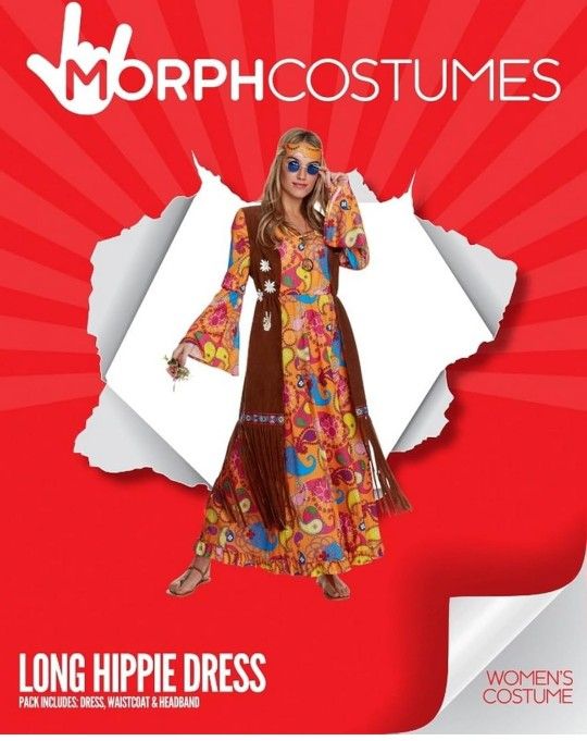 Hippie Costume Women, 70s Costume For Women, 70s Long Dress, Womens 60s Halloween Costumes, Womens Halloween Costumes. includes: dress and vest