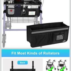 Rollator Basket,  Rollator Walker Bag w/Cup Holder, Foldable Rolling Walker Waterproof Storage pouch