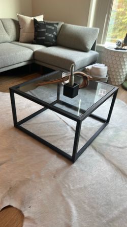 Black Metal and Glass Coffee Table