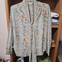Tami Sportswear Polyester L/S Floral Shirt Small 1970s