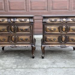 Pair of French Provincial-Style Painted Wood 3-drawer Nightstands