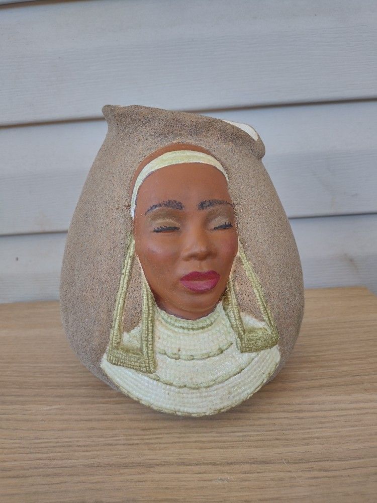 African Warrior Vase beautiful hand painted ceramic