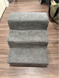 Grey fleece 3 Step small dog stairs