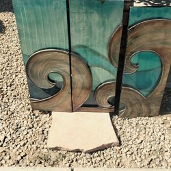 Metal Wall art, wave design. 3 pieces