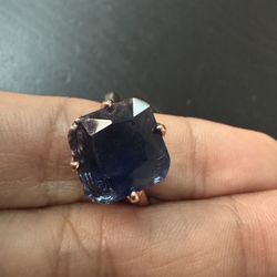 585 14K RG Rose Gold Stamped Square Navy Sparkle Size 7 Ring