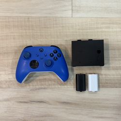 Blue Xbox Controller – Full Charging Setup – Clean Condition