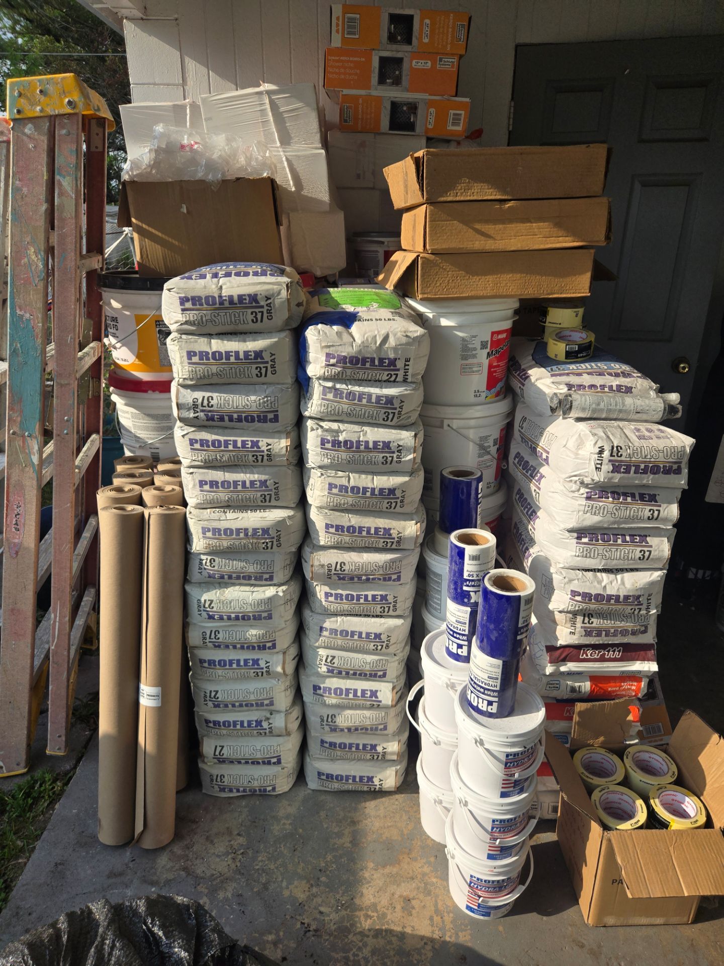 Thinset, roll paper , waterproofing, tape