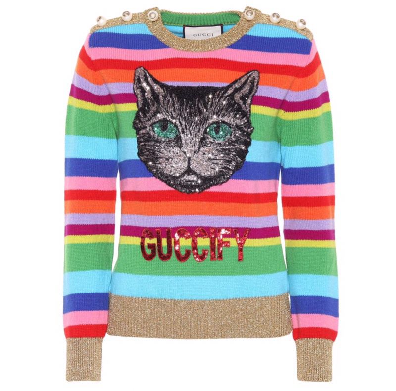 Women's GUCCI rainbow striped cat sweater for Sale Philadelphia, PA -