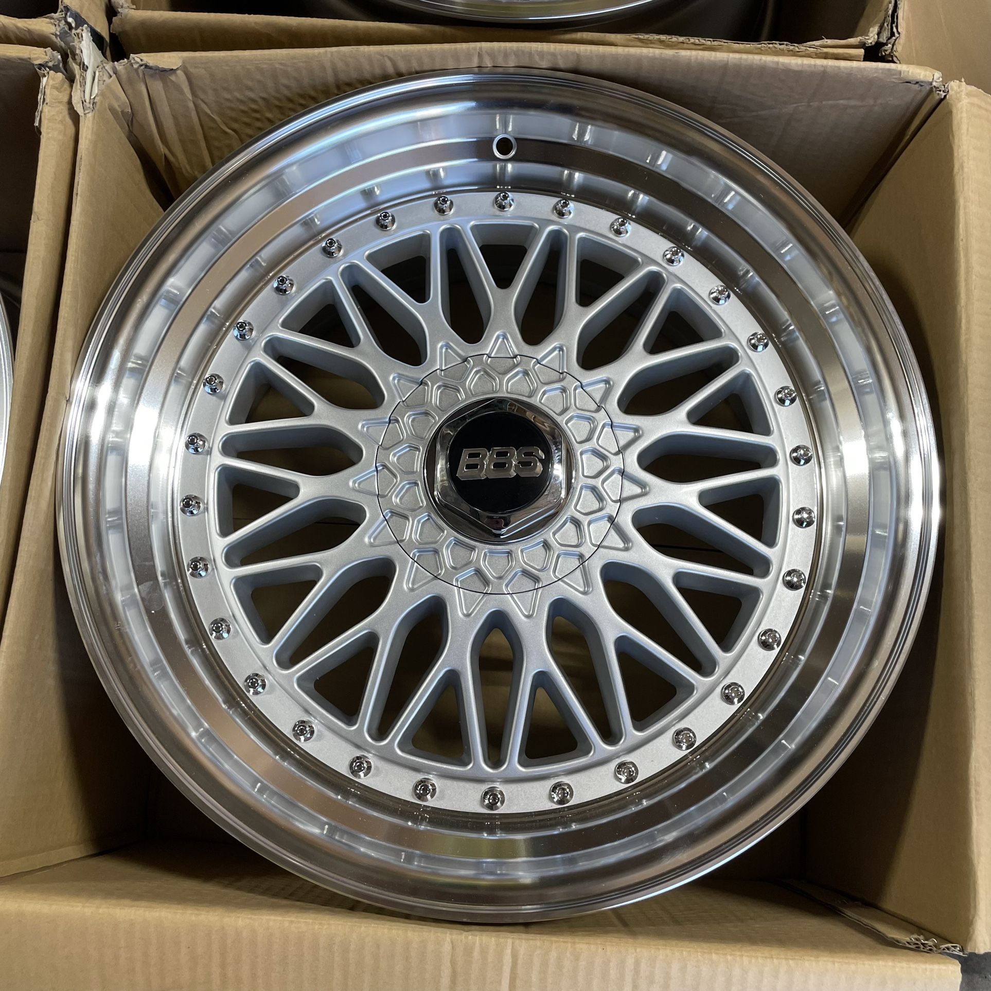 19” NEW BBS Super RS Forged Replica Wheels Rims Silver Face Step Lip 19x9.5 +35 (5x112) (5x114.3)  Fits Most Toyota Lexus Subaru Infiniti Tesla Mustan