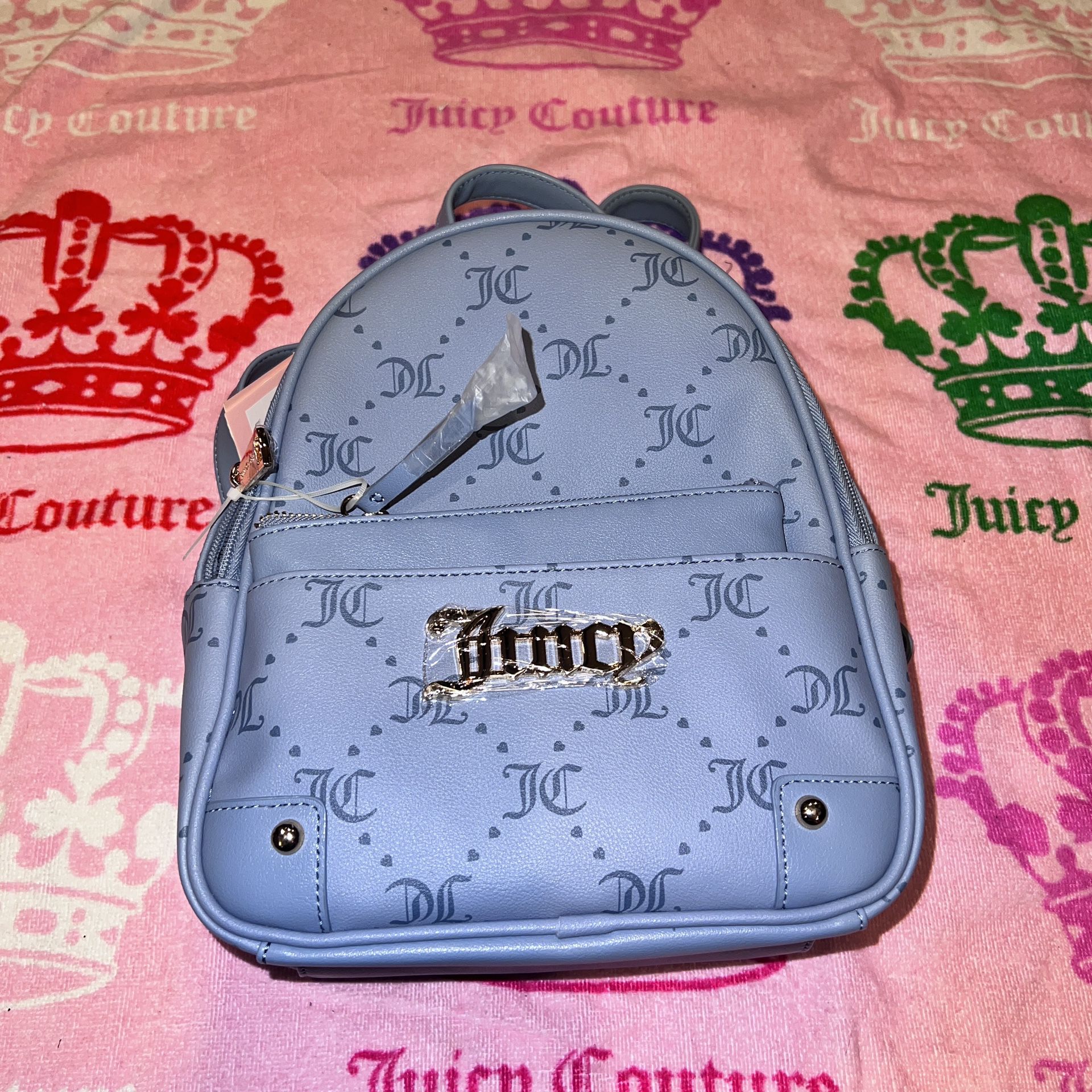 New Blue Juicy Couture Mini Backpack + Pouch NWT Purse Bag MSRP $99