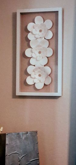 2pc. 3D Flower Wall Art in White Frame
