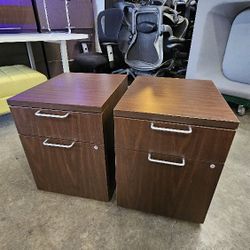 10 QTY. ROLLING  DESK CABINET PEDESTALS ESPRESSO ** EACH**

