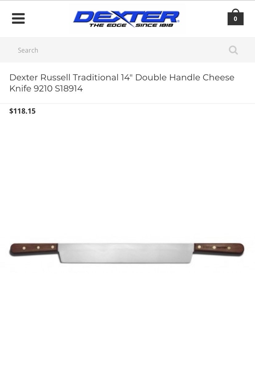 Brand new Dexter Russell Traditional 14" Double Handle Cheese Knife (26” with the handles)