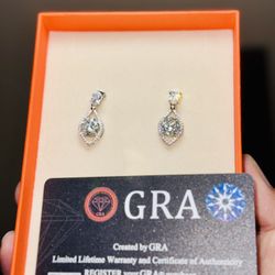 4.3ct moissanite Dangle stud earings + 14k white gold