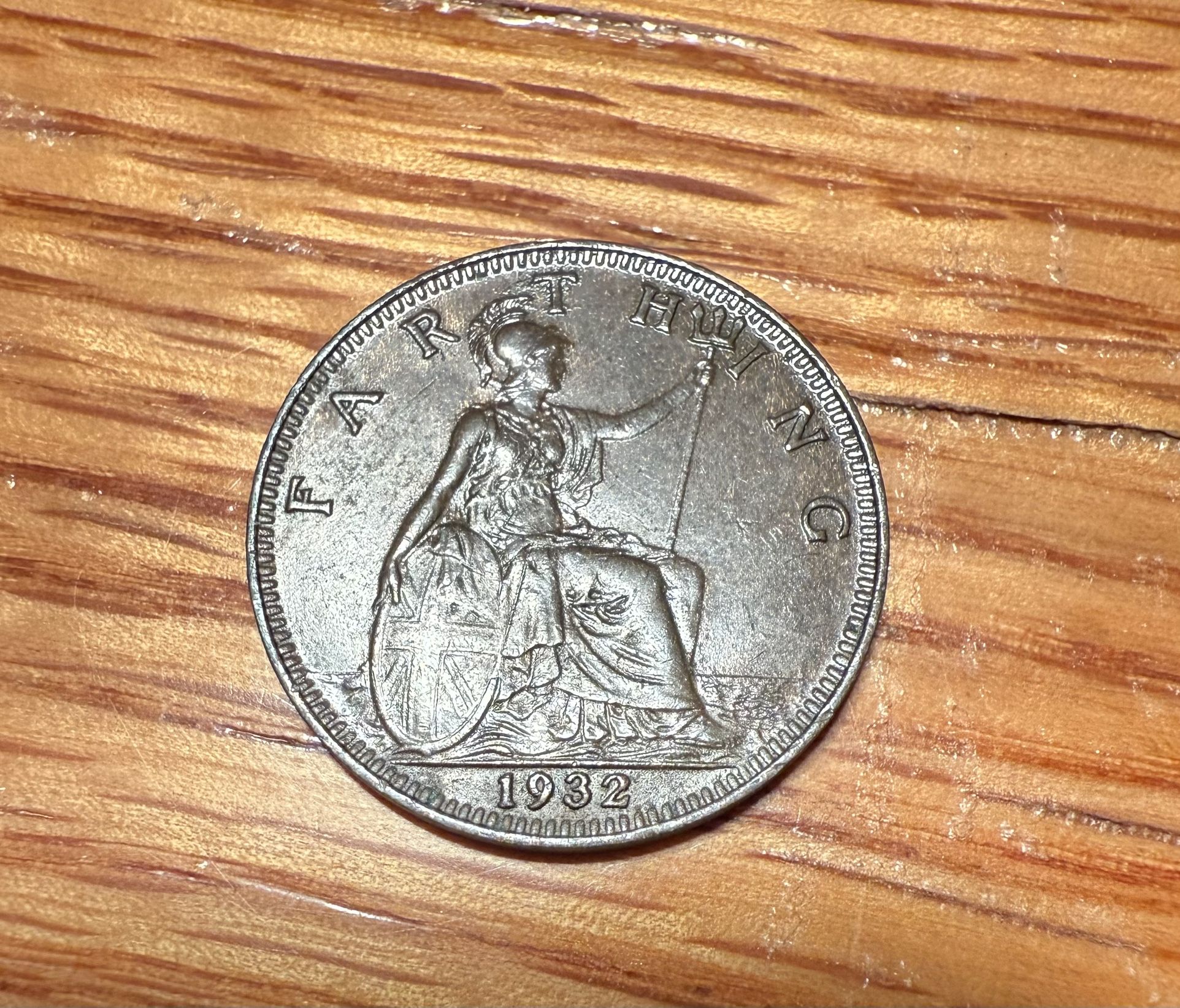 1932 Great Britain Farthing 1/4d King George V Coin - Rare Collectible!