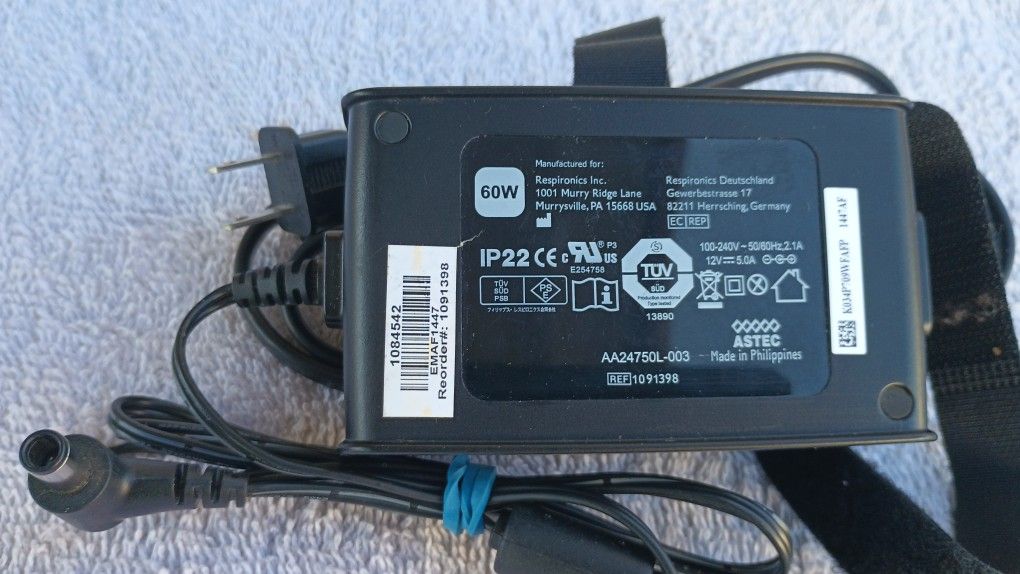 OEM Philips Respironics IP22 CPAP AC adapter 12V 5A