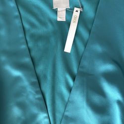 Teal satin maxi dress, brand ASOS , size 10 