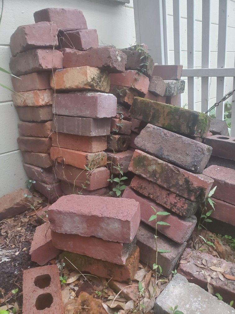 Vintage clay fired local College Park Orlando bricks garden landscaping yard art decor