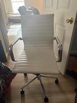 Office Chair white with chrome hardware