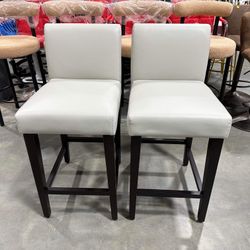 CHITA Counter Height Bar Stools Set of 2, 25" H Seat Height Upholstered Barstools, PU Leather(some stain on one)