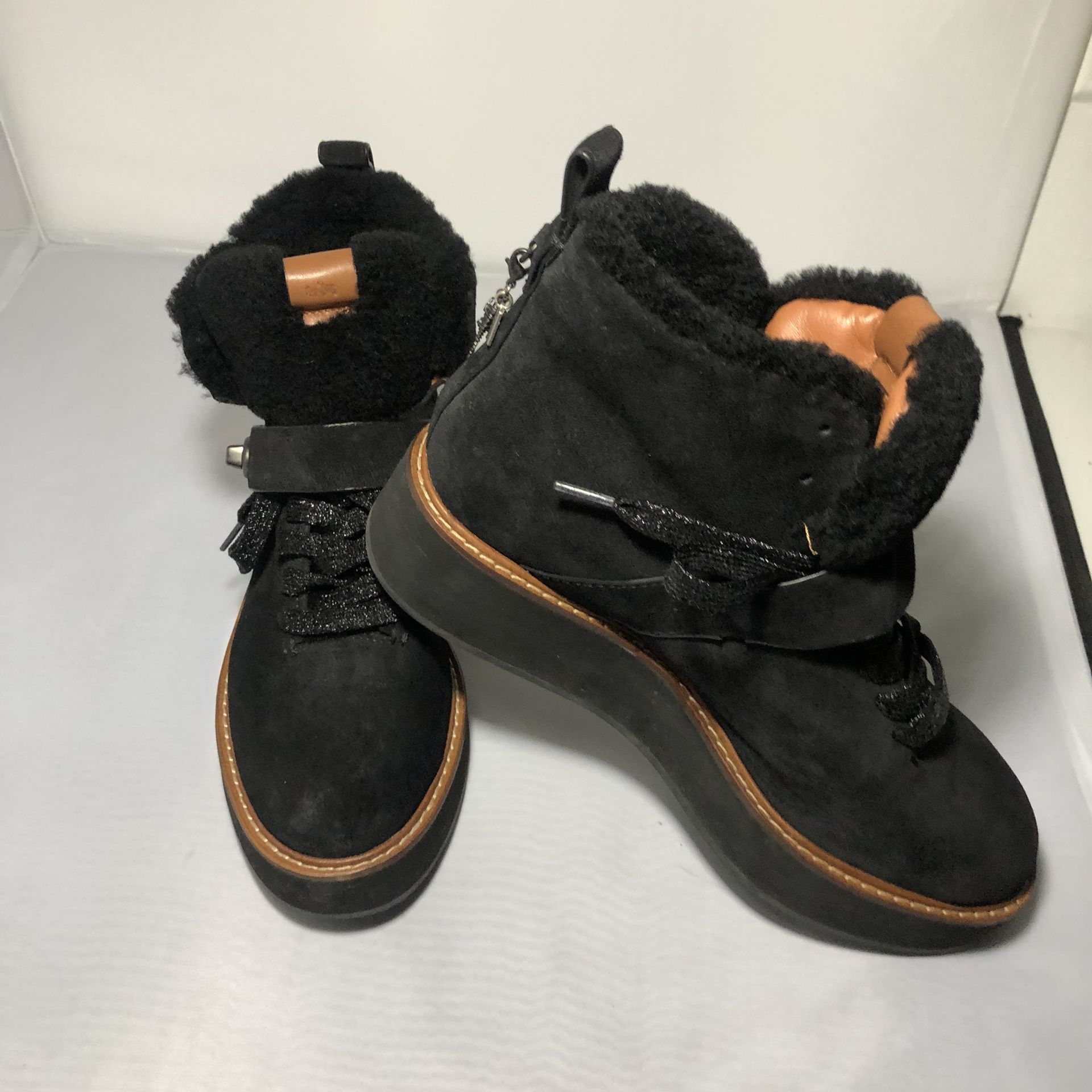 Fur Coach Leather Boots 🥾