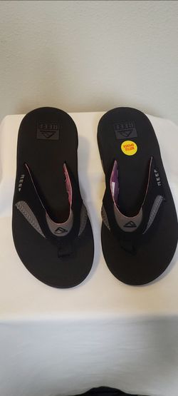 Reef Women's Fanning Thong Sandals Bottle Opener Black Purple Gray US 6 EU 36