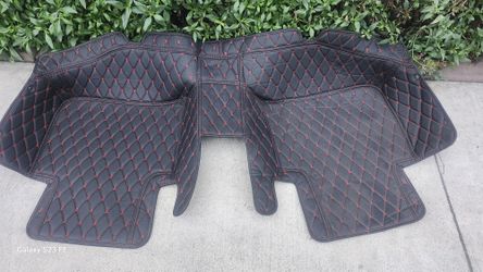 Black car floor mats with red stitching